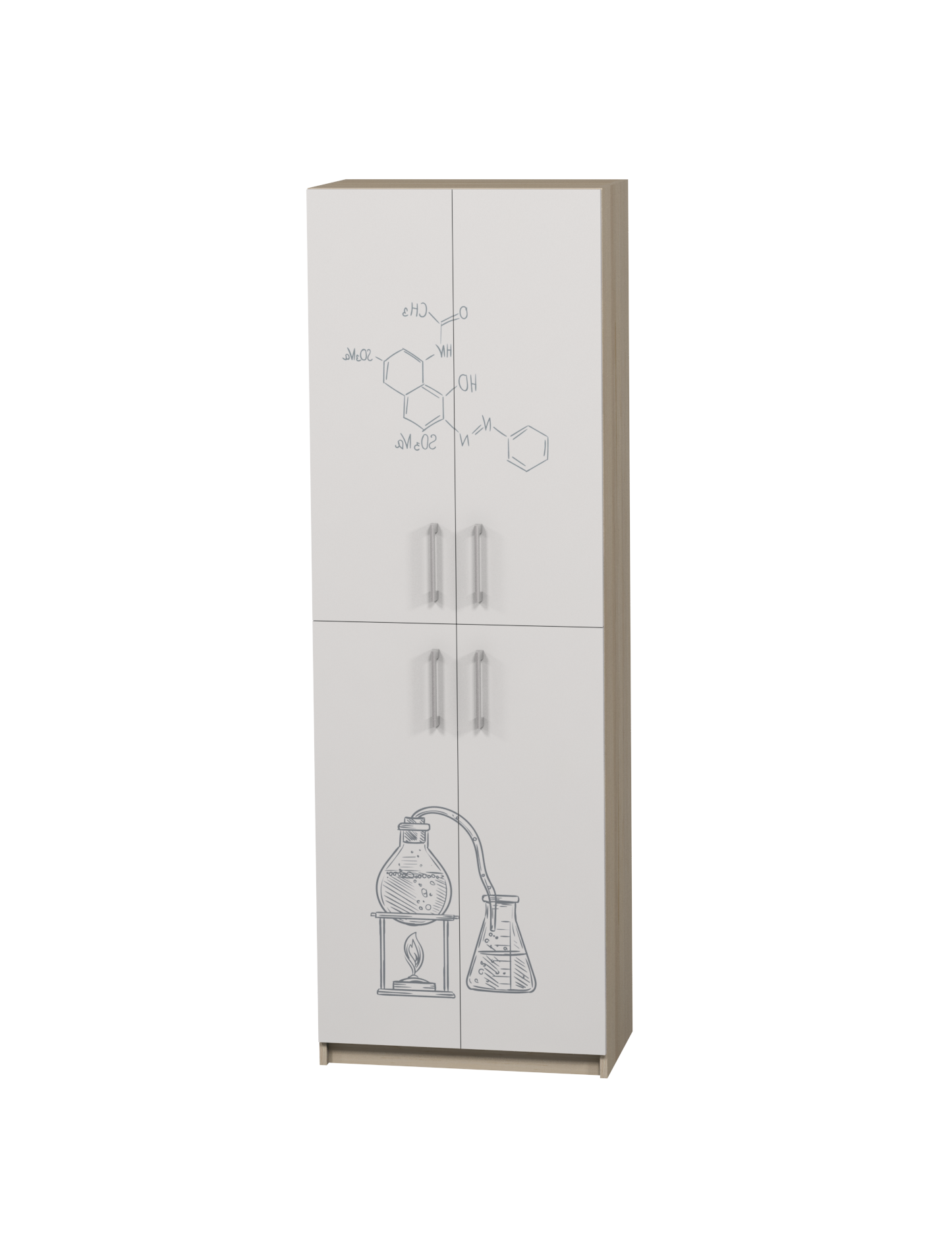 Шафа закрита з 4-ма дверцятами та УНІКАЛЬНИМ ФОТОДРУКОМ для предметного кабінету «Фізика/Хімія/Біологія», 702х405х2115 мм., АНШАР ГРУП (7707+Ф)